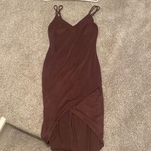Mauve Suede Bodycon Midi dress